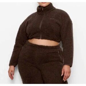 SKIMS Teddy Zip Up Cropped Jacket Espresso 2X